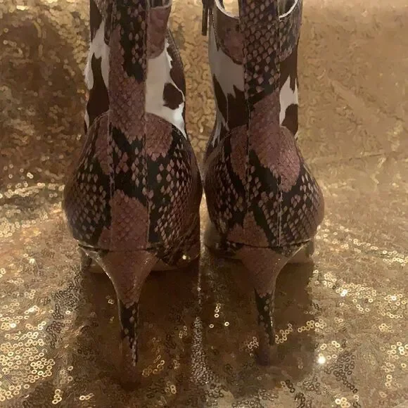 Gianni Bini Ezlee Snake Cow Print Ankle Boots & Booties